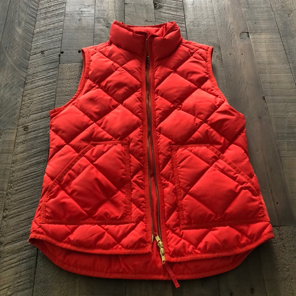 JCrew Quilted Puffer Vest, Bright Red